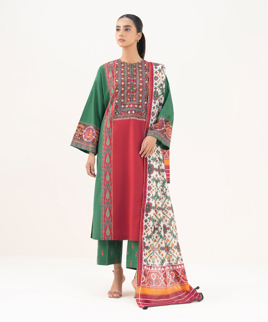 Fine Volie Off White Printed Dupatta