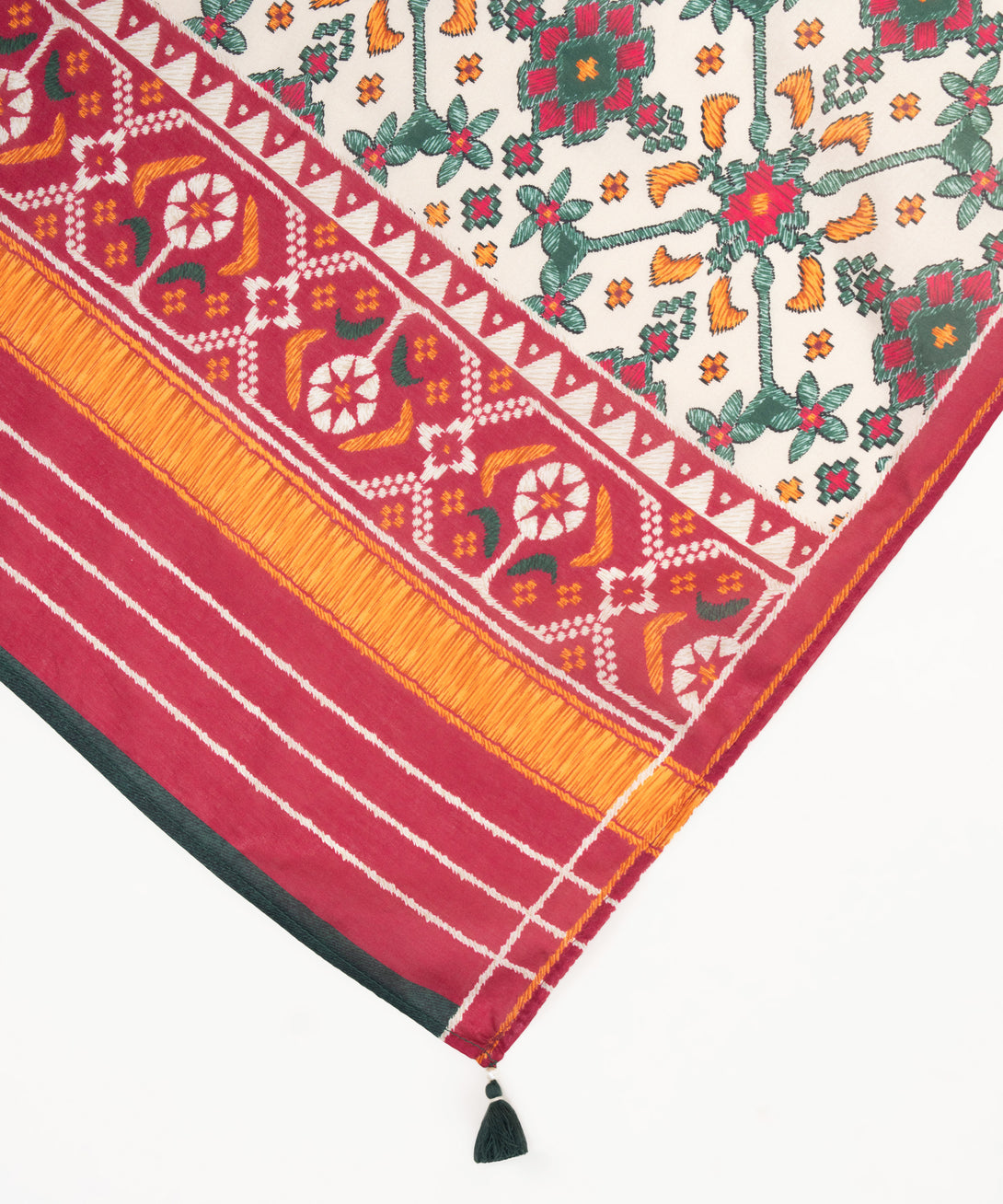 Fine Volie Off White Printed Dupatta