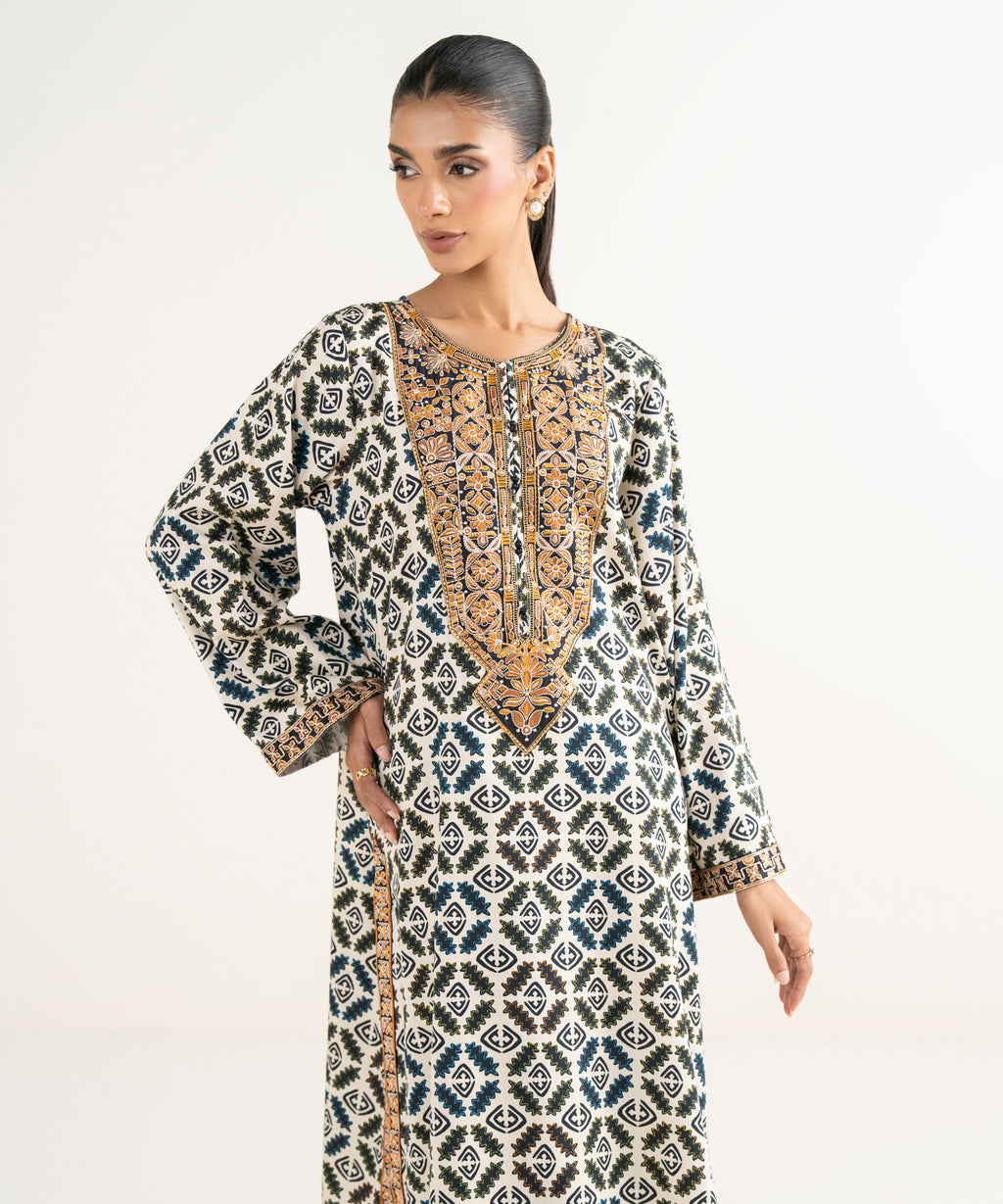 Embroidered Cotton Satin Shirt