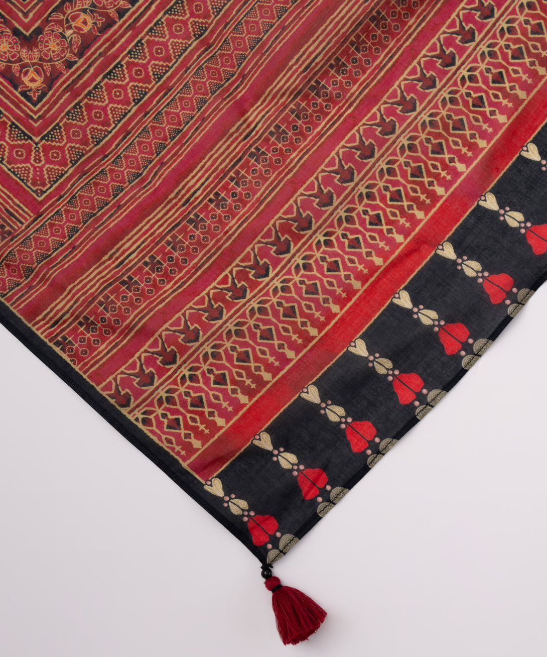 Fine Volie Red Printed Dupatta