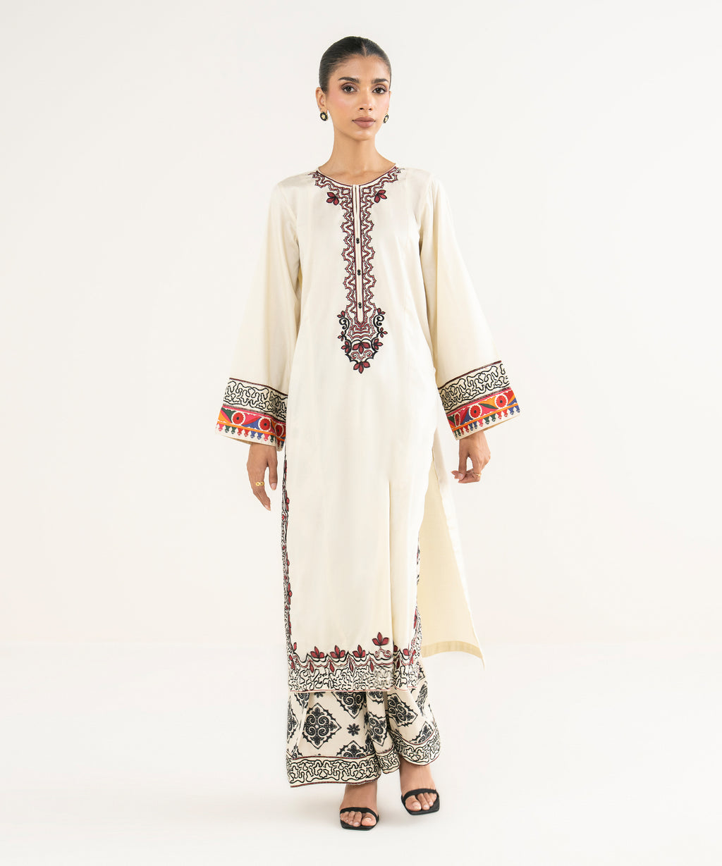 Embroidered Cotton Satin Shirt