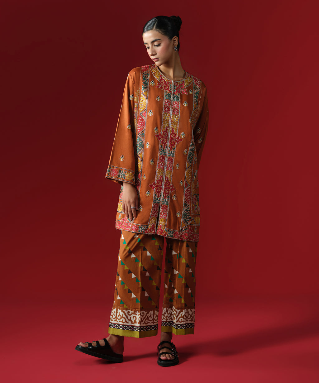 Embroidered Cotton Satin Shirt