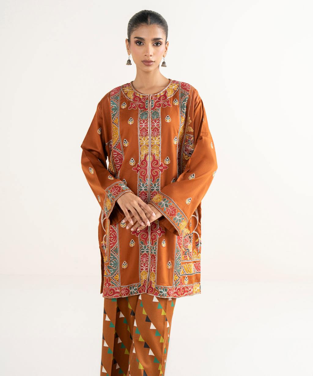 Embroidered Cotton Satin Shirt