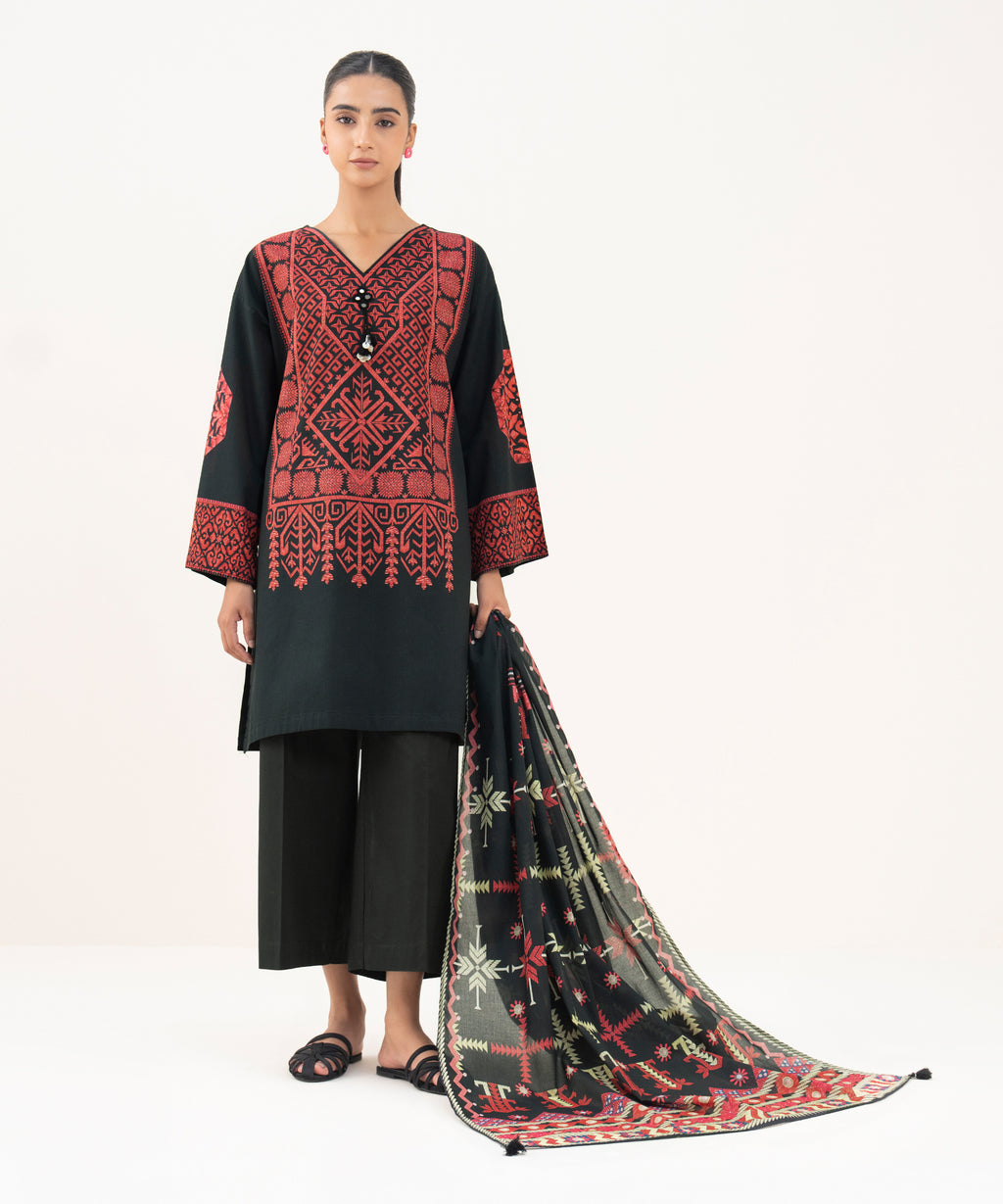 Fine Volie Black Printed Dupatta