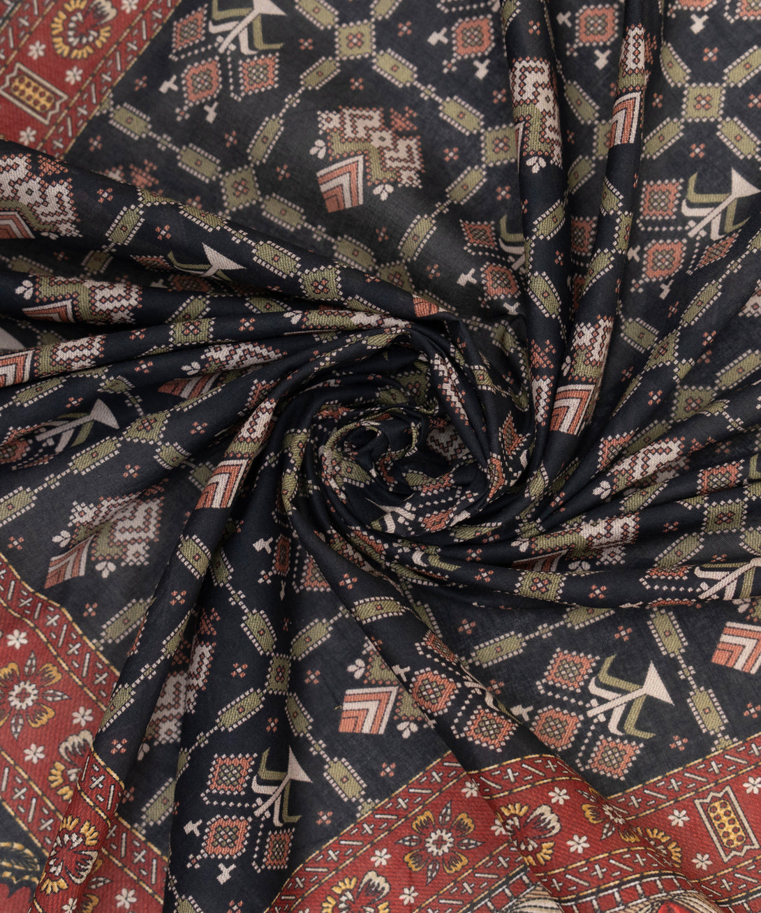 Fine Volie Black Printed Dupatta