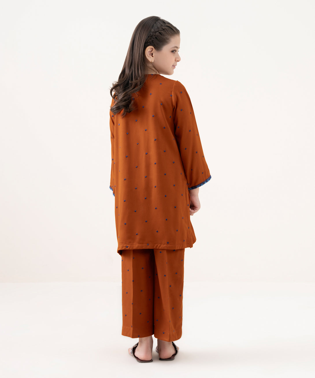 Girl's Bedford  Embroidered Rust 2 Piece Suit
