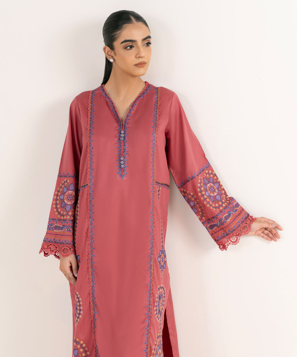 Embroidered Cotton Satin Shirt