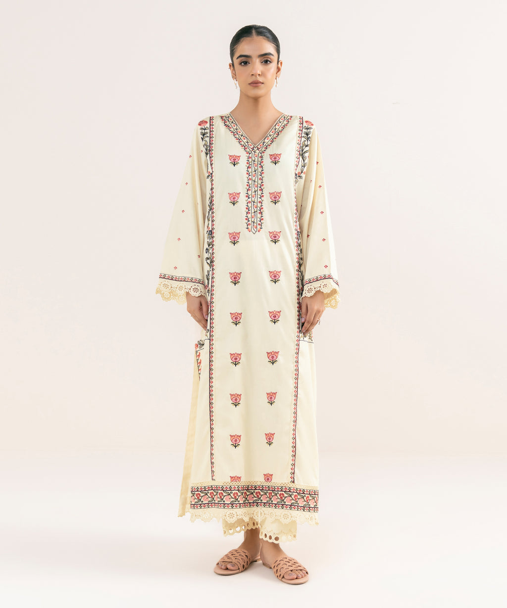 Embroidered Cotton Satin Shirt