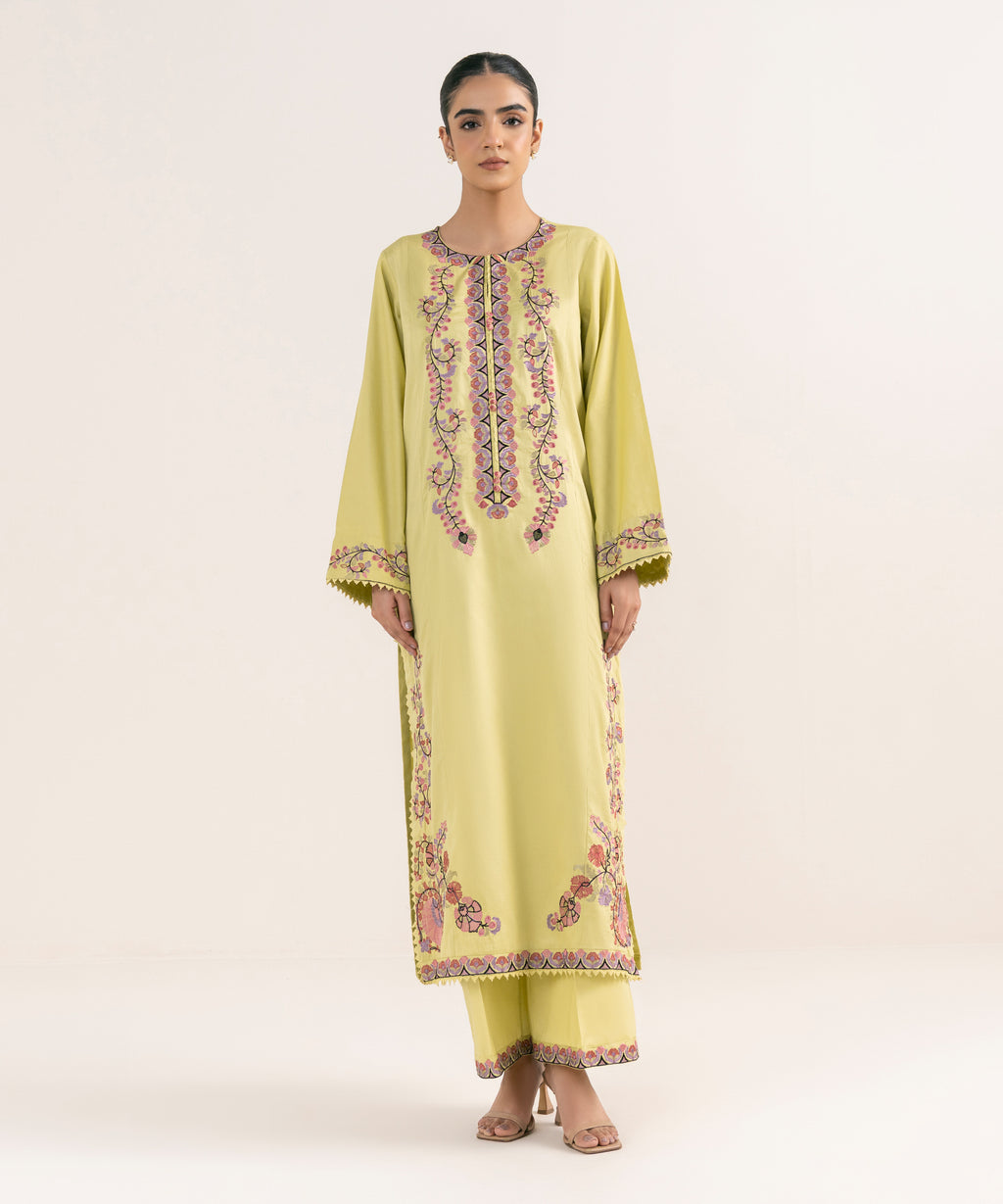 Embroidered Cotton Satin Shirt