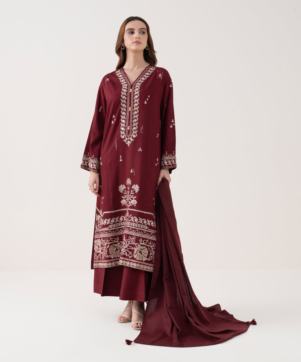 Herringbone Solid Red Dupatta