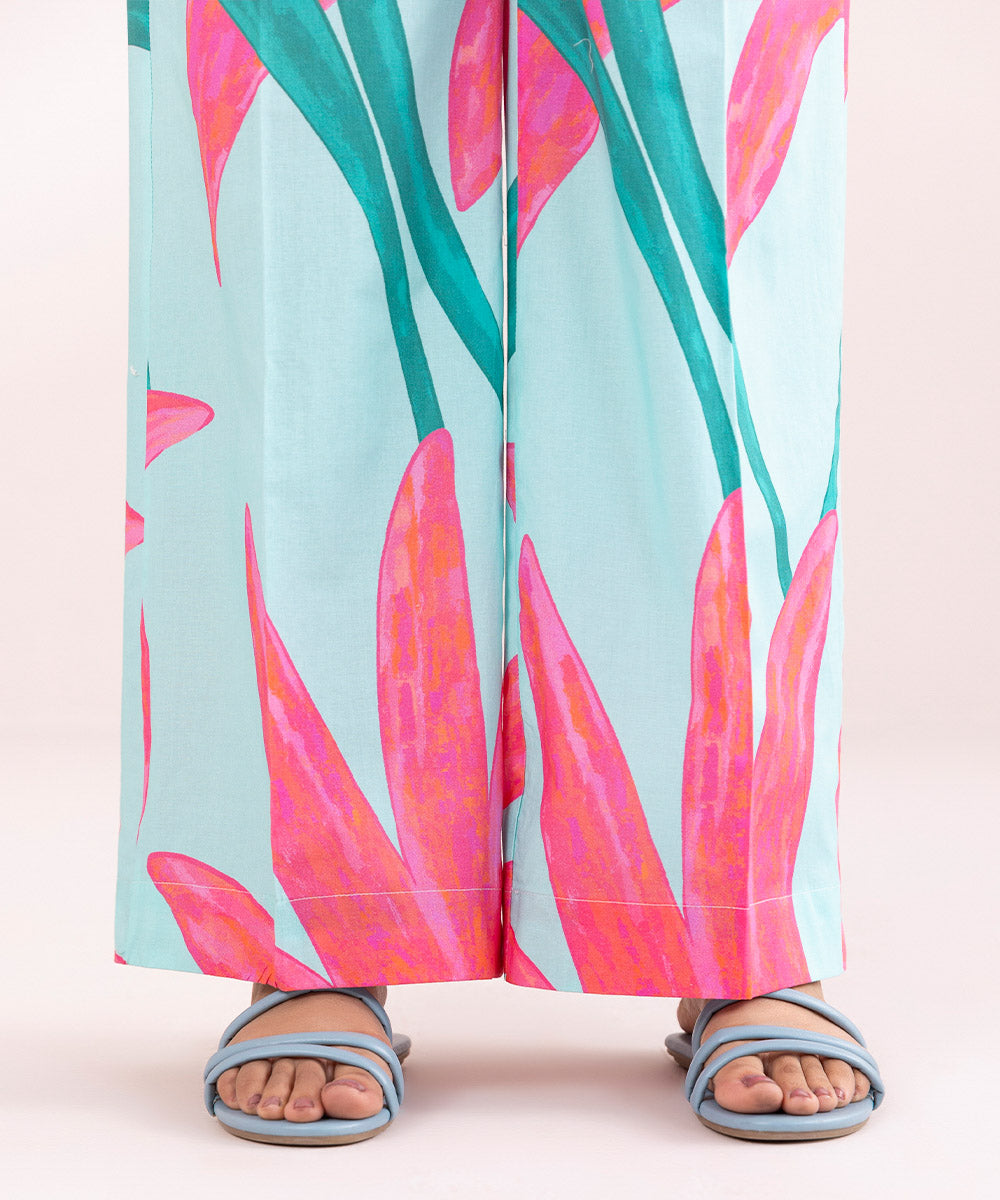 Printed Cambric Flared Pants