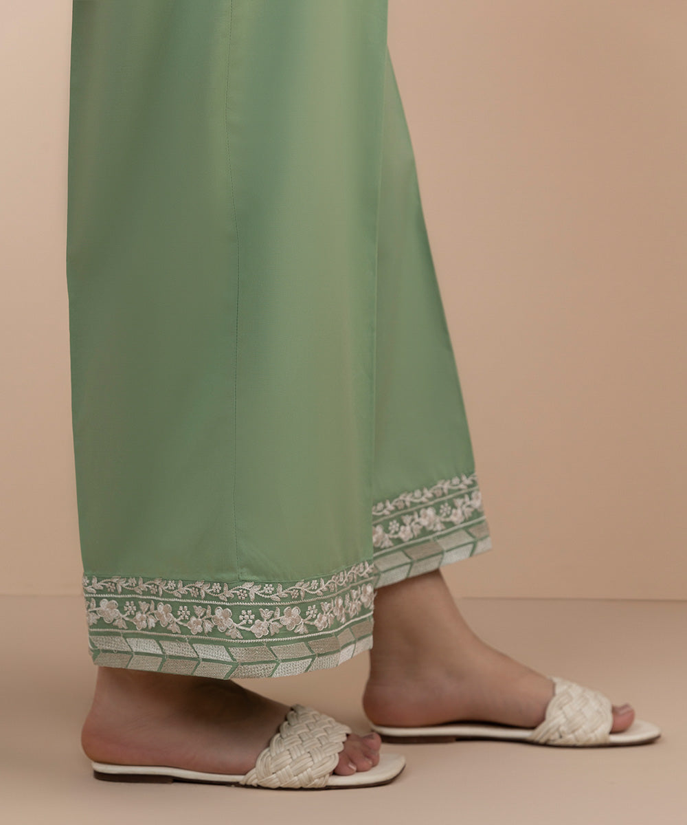 Women's Pret Cambric Dyed Pistachio Green Culottes