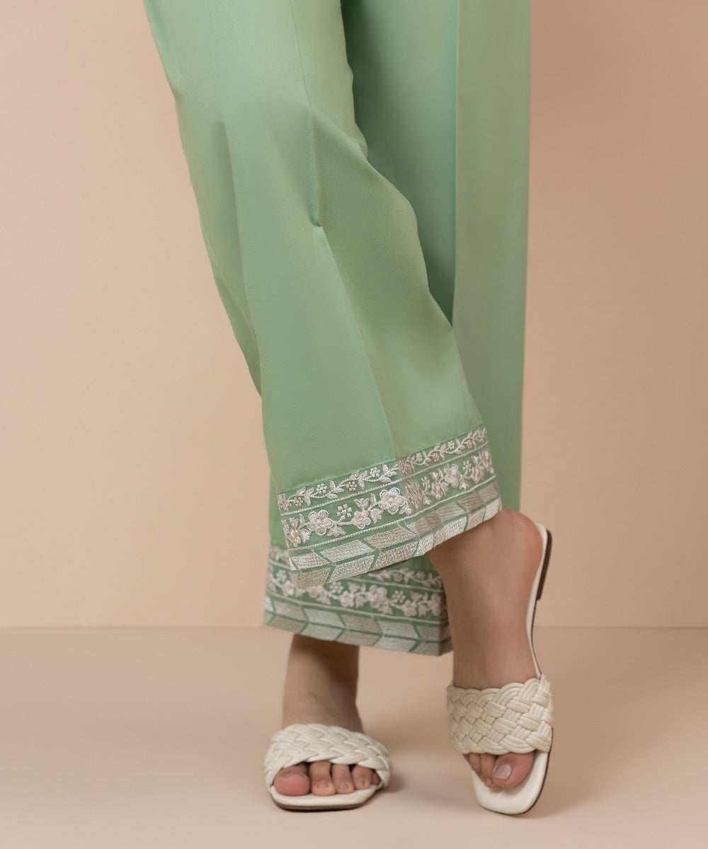 Women's Pret Cambric Dyed Pistachio Green Culottes