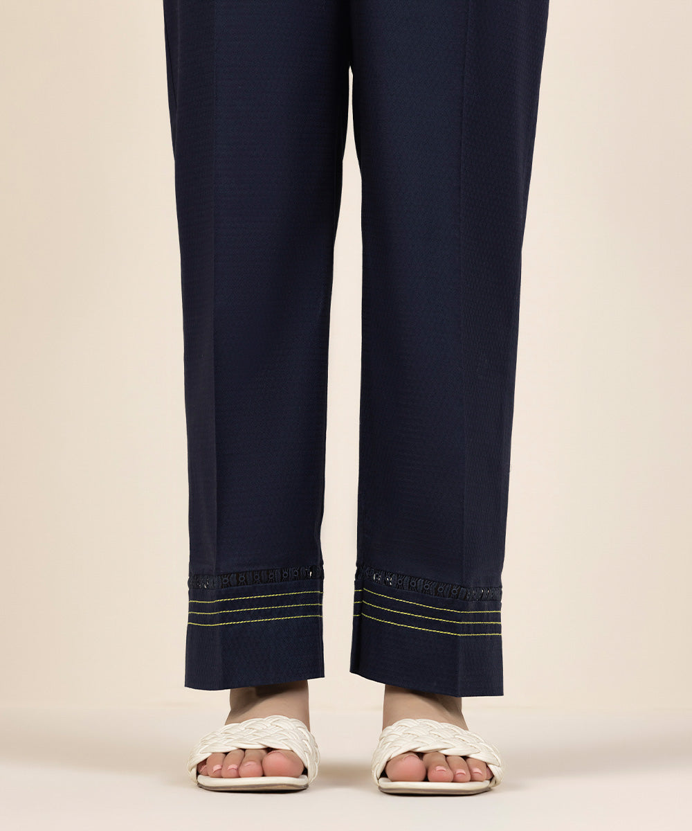 Women's Pret Dobby Blue Straight Pants