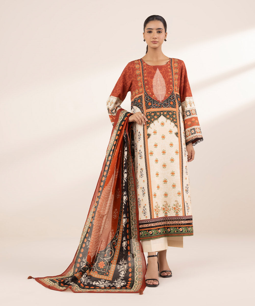 Women's RTW Lawn Multi Embroidered A-Line Shirt