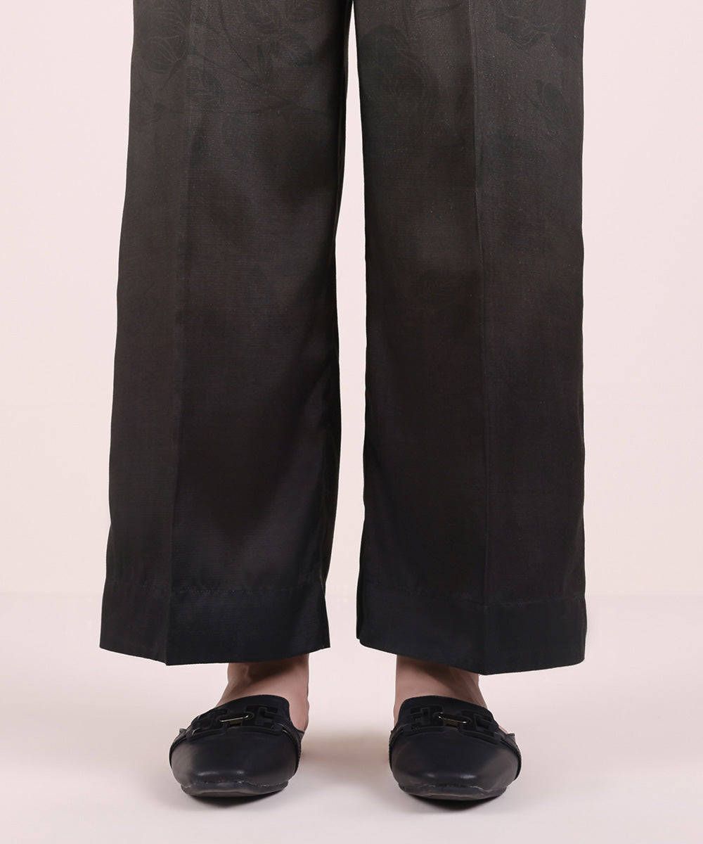 Women's Pret Viscose Raw Silk Grey Culottes