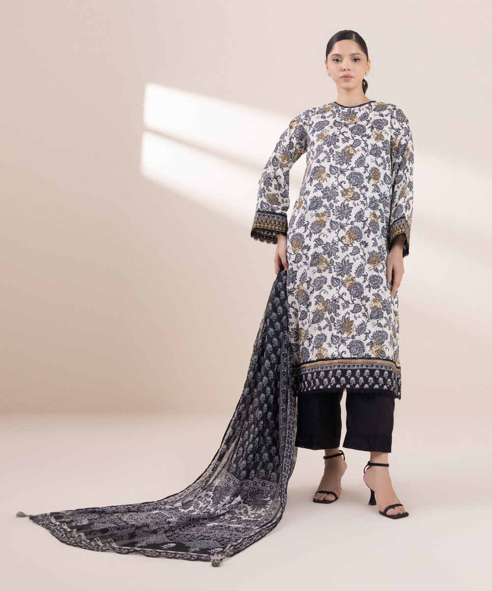 Blended Tissue Black Printed Dupatta