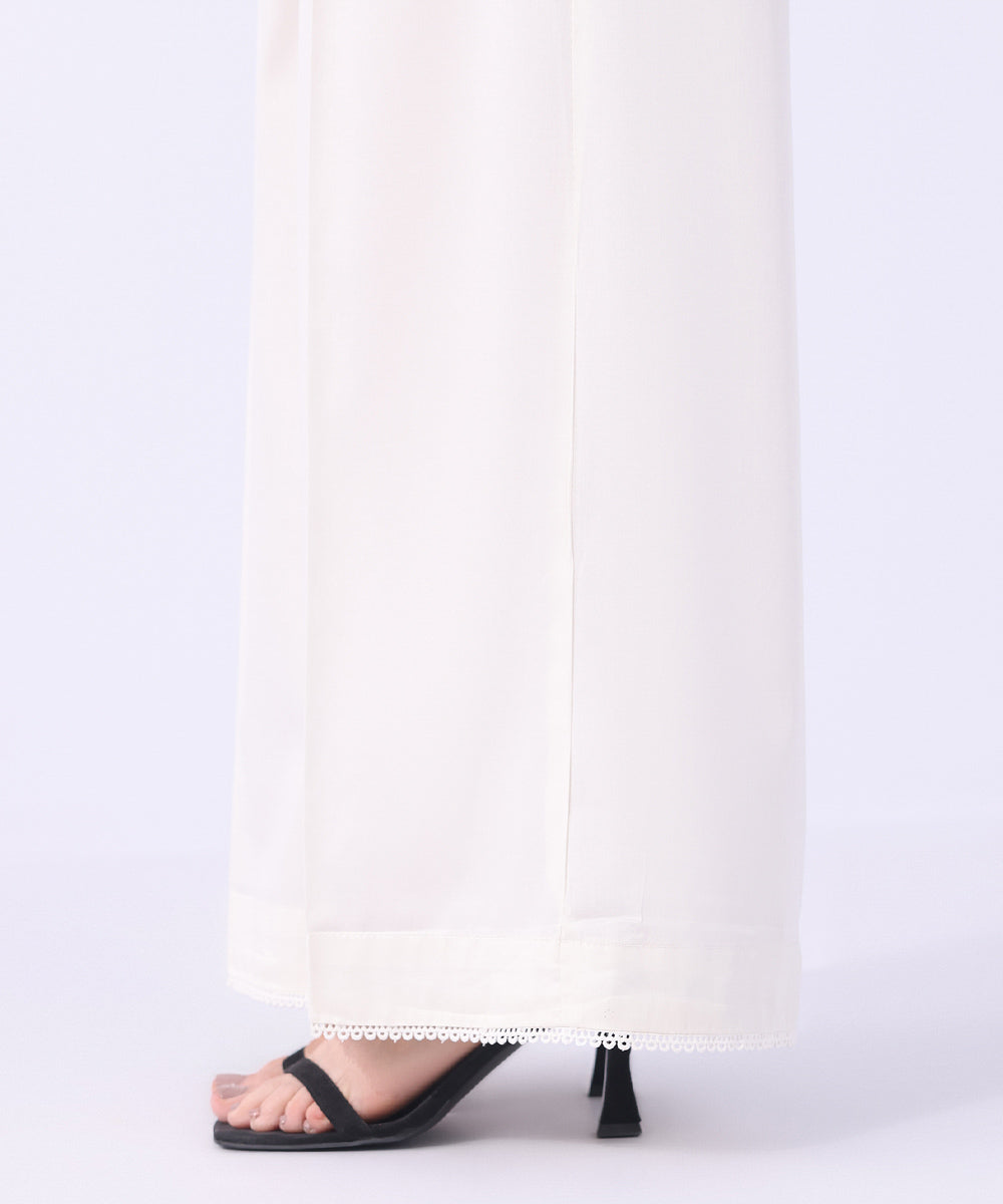 Women's Pret Supreme Satin Solid Off White Culottes