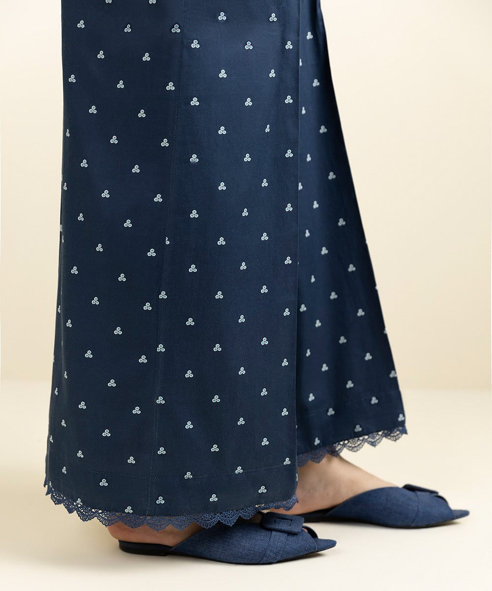 Women's Pret Supreme Satin Printed Blue Culottes