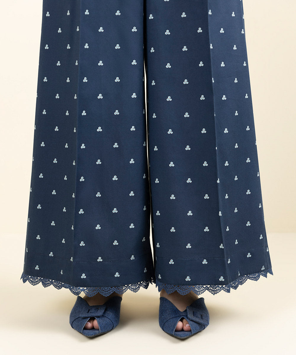 Women's Pret Supreme Satin Printed Blue Culottes