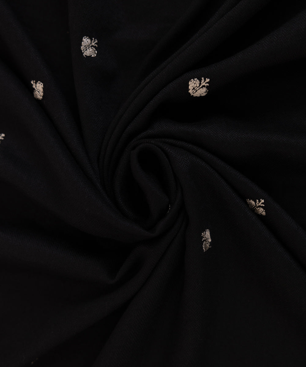 Embroidered Black Blended Shawl