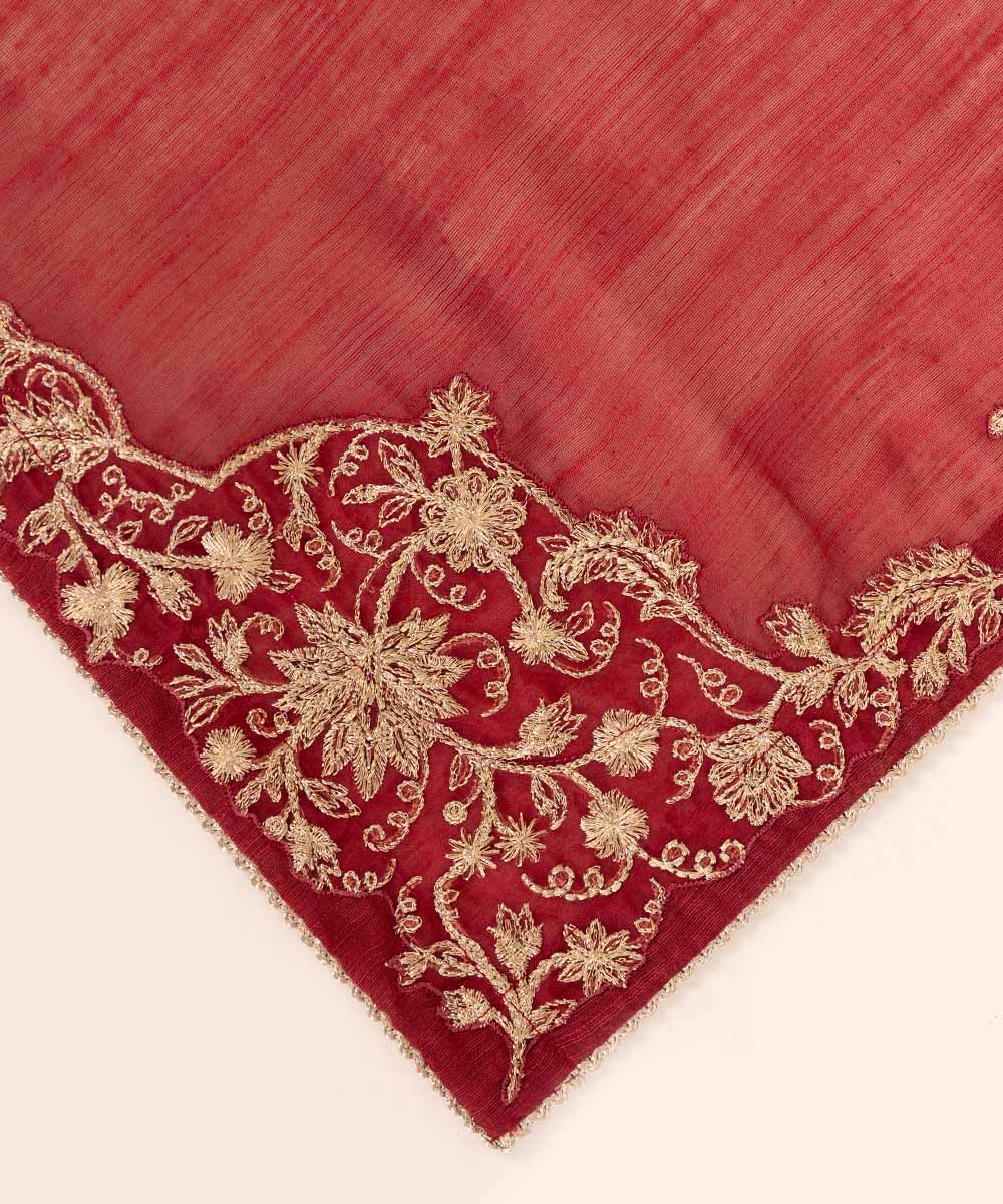 Manar Red Embroidered Dupatta