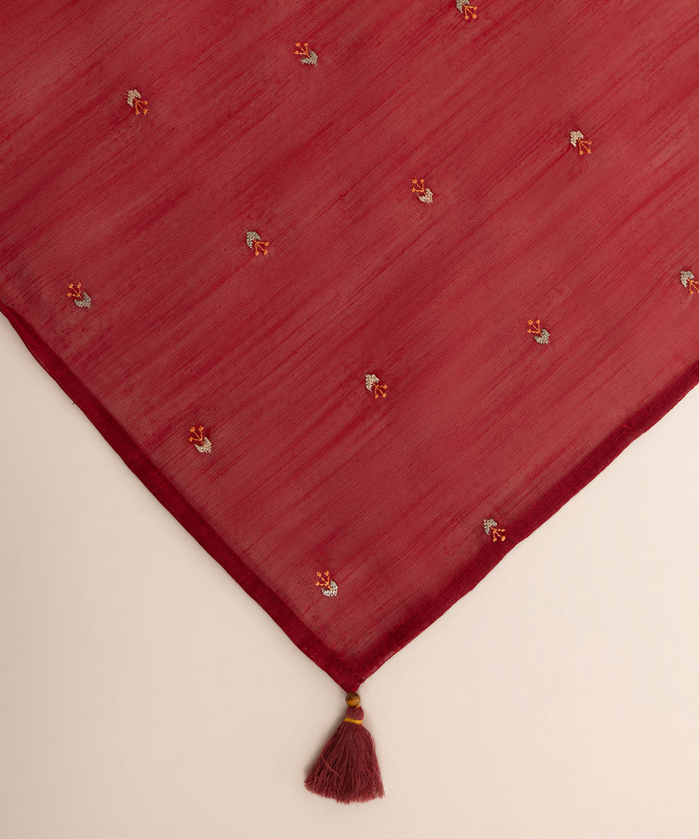 Manar Red Embroidered Dupatta