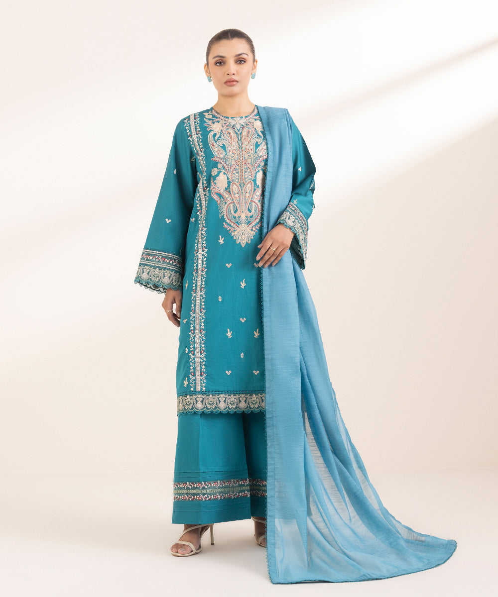 Manar Blue Solid Dupatta