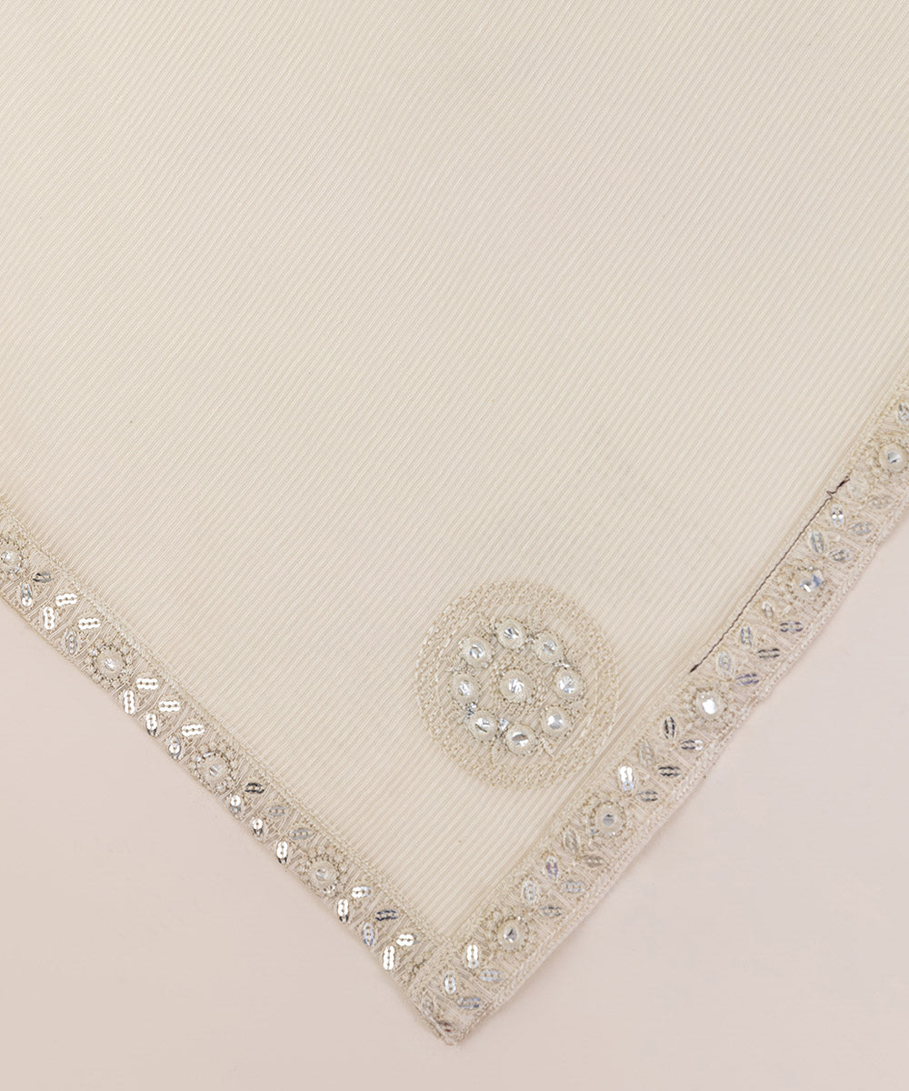 Blended Textured Karandi Beige Embroidered Dupatta