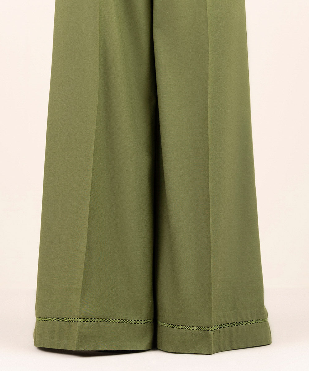 Women's Pret Cambric Olive Solid Culottes