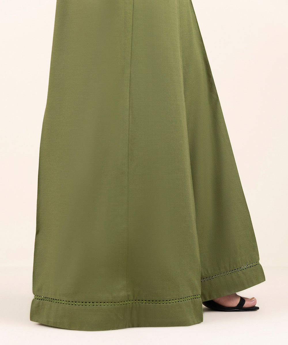 Women's Pret Cambric Olive Solid Culottes