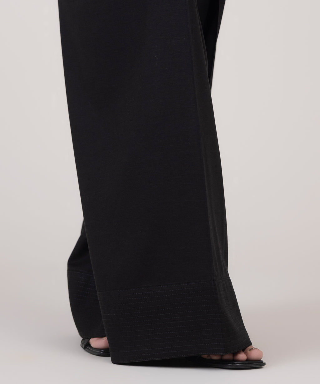 Women's RTW Cotton Viscose Black Solid Shalwar