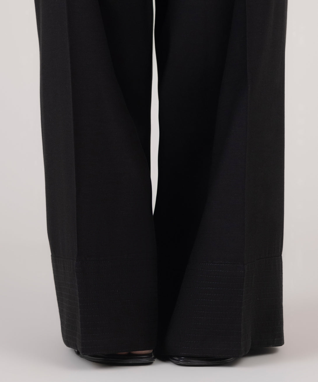 Women's RTW Cotton Viscose Black Solid Shalwar
