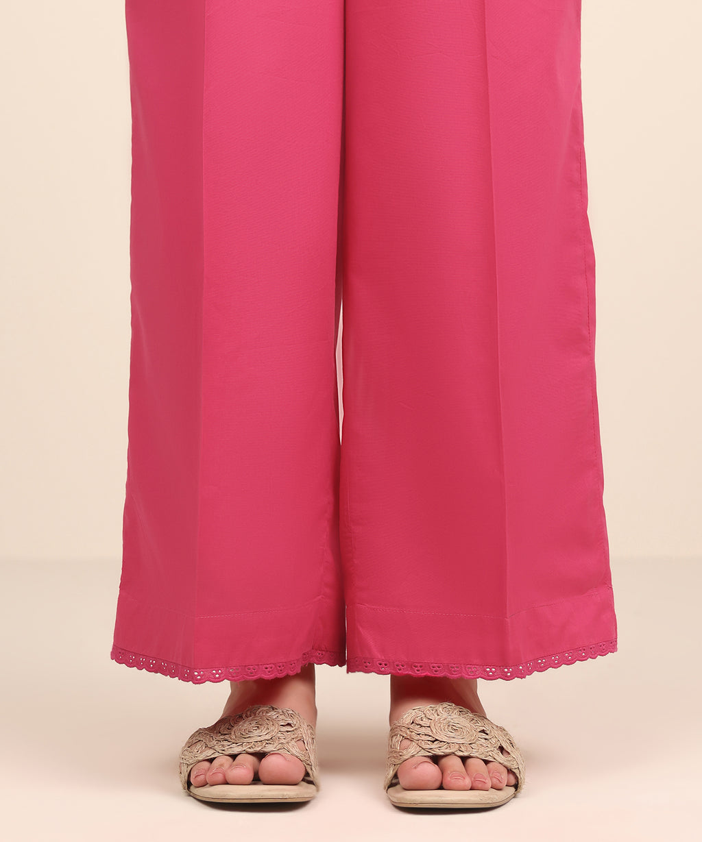 Women's RTW Cambric Pink Solid Culottes