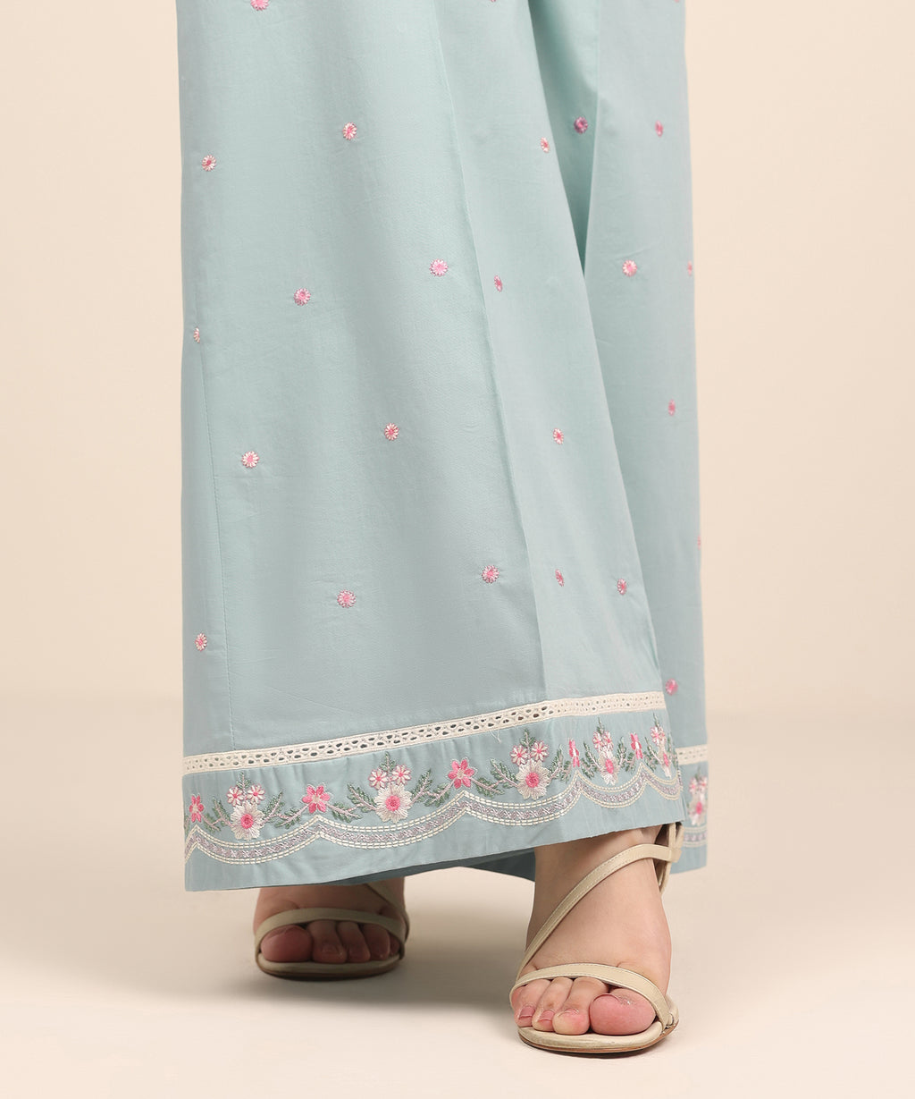 Embroidered Cambric Flared Pants