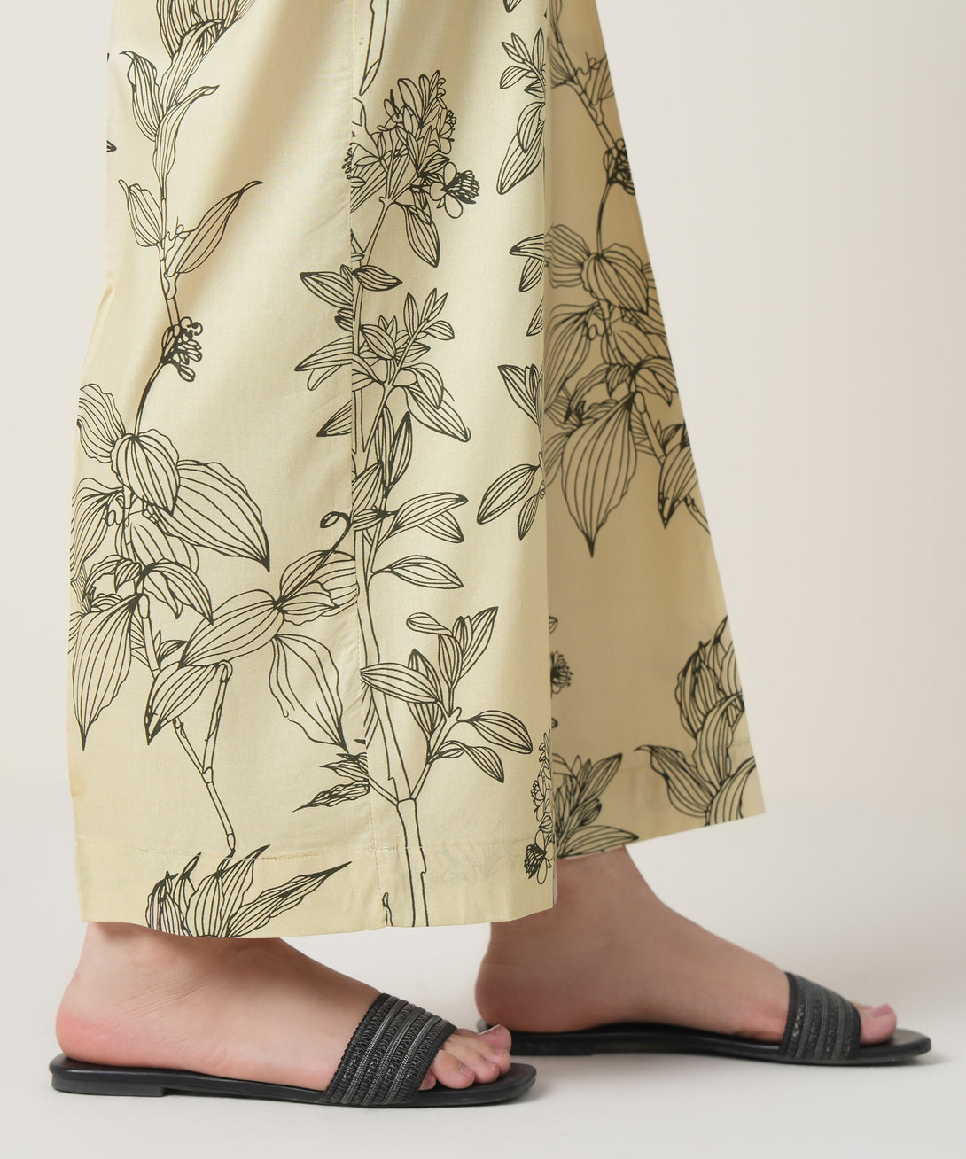 Women's RTW Viscose Lawn Beige Printed Trousers