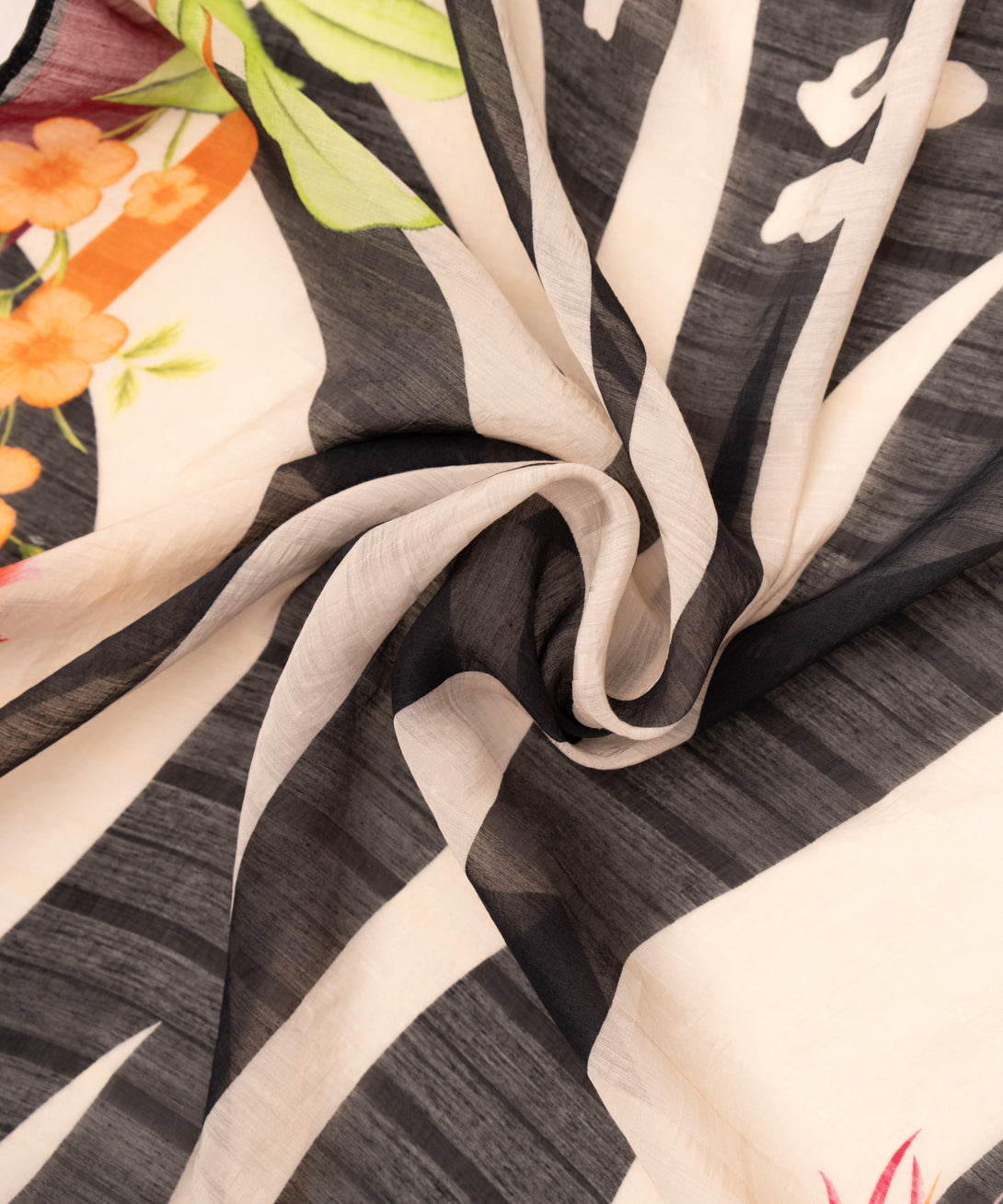 Tussar Silk Black Printed Dupatta