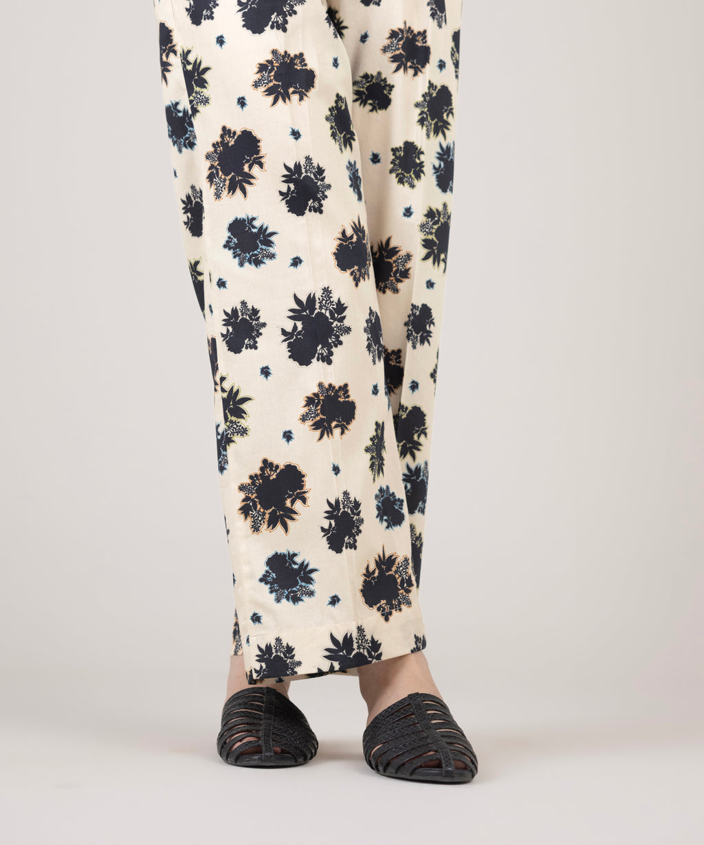 Cotton Satin Straight Pants