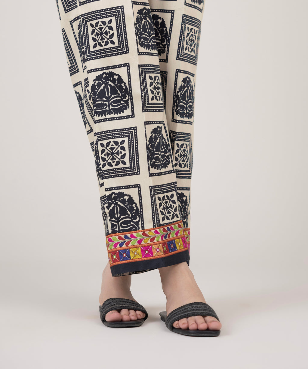 Cotton Satin Straight Pants