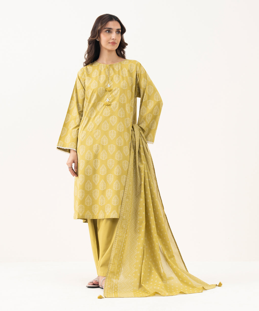 Fine Voile Printed Green Dupatta