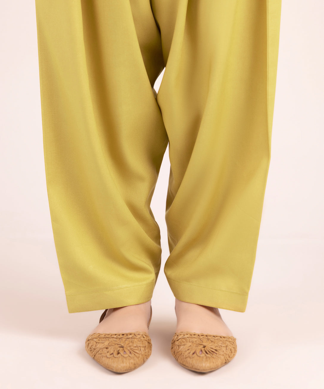 Women's RTW Cotton Viscose Solid Yellow Shalwar