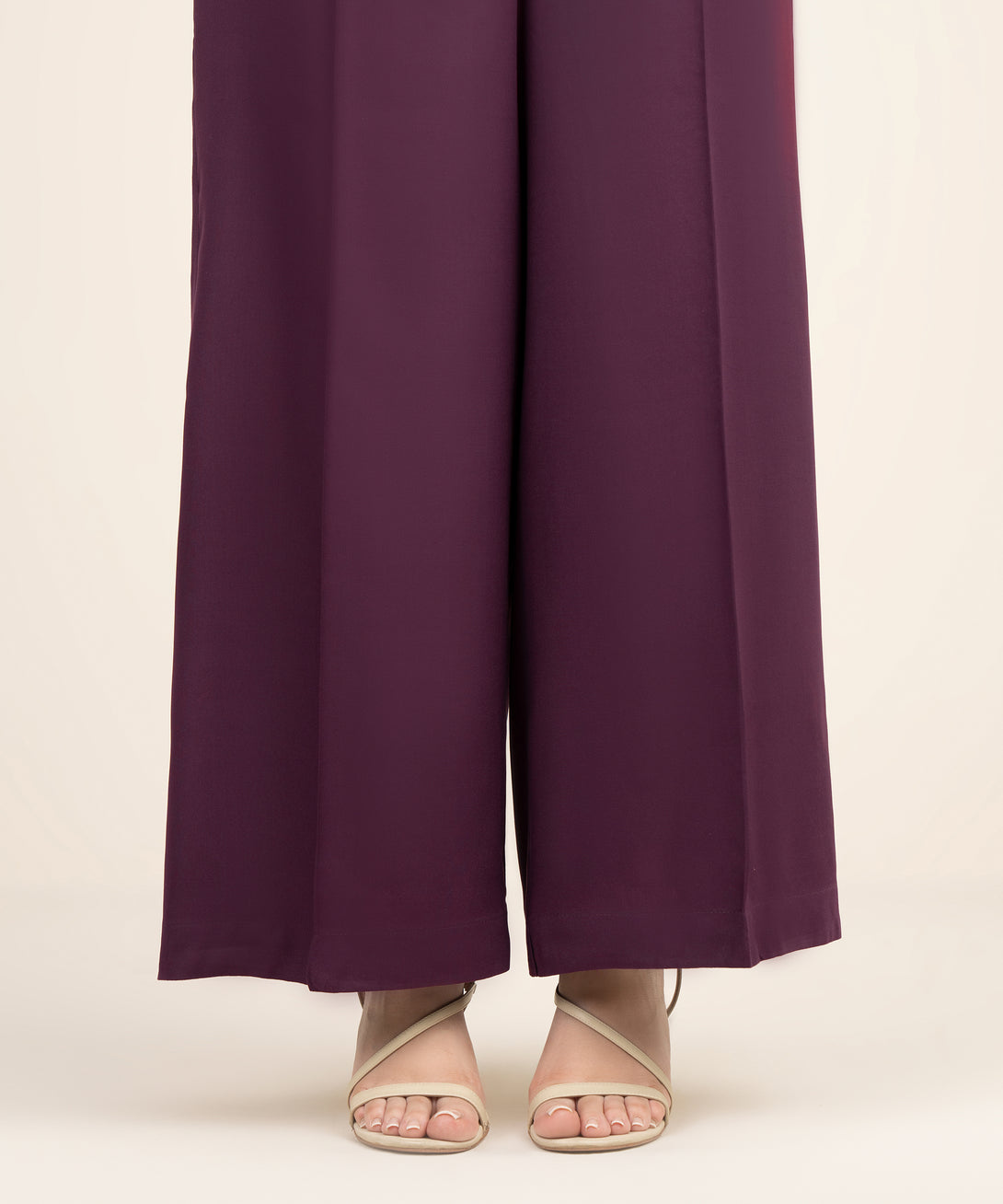 Women's RTW Viscose Linen Solid Purple Flared Pants