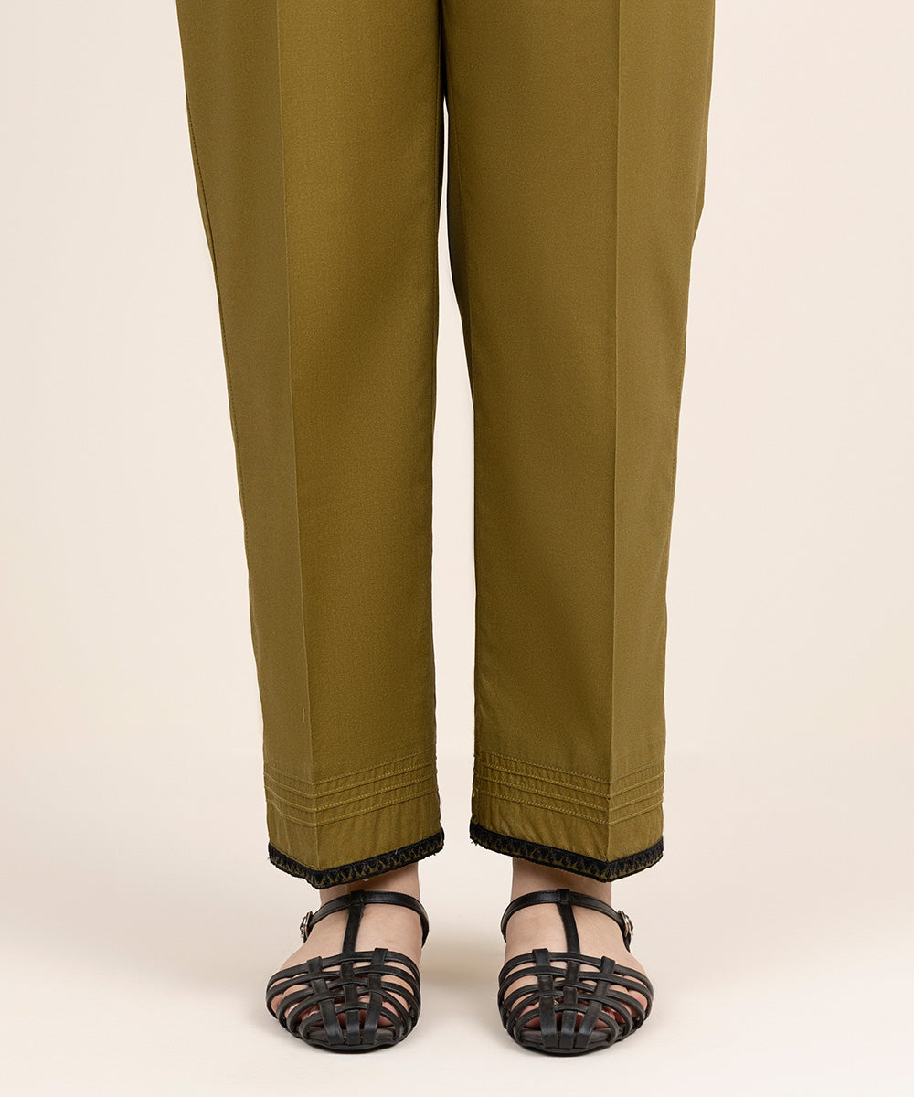 Women's RTW Cambric Brown Embroidered Culottes