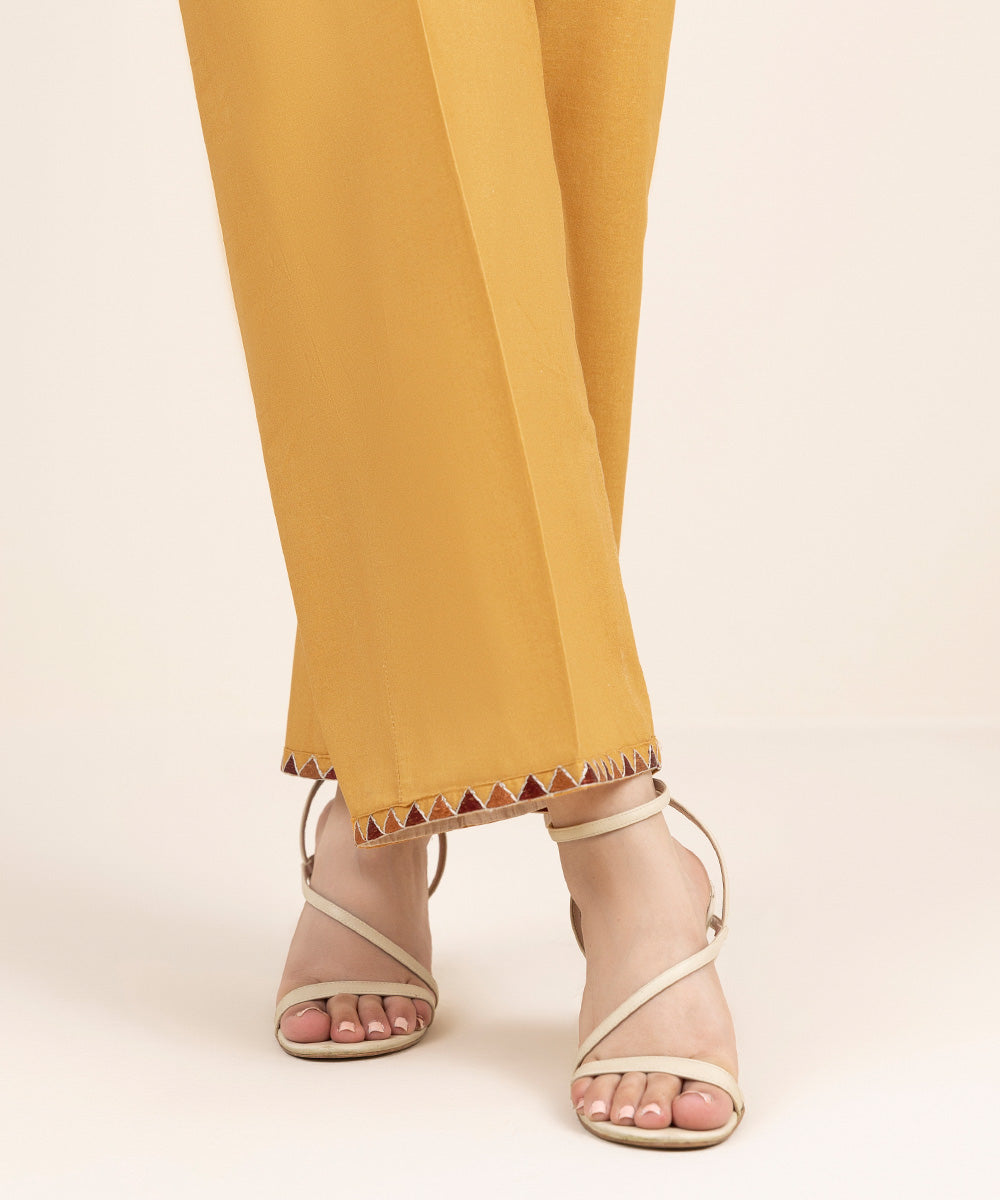 Women's RTW Cambric Orange Embroidered Culottes