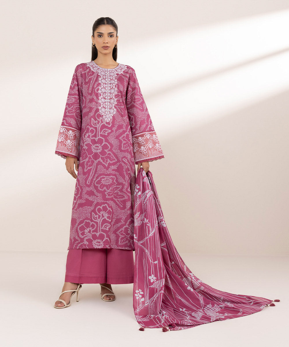 Fine Voile Pink Printed Dupatta