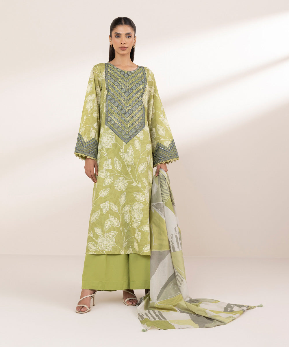 Fine Voile Green Printed Dupatta