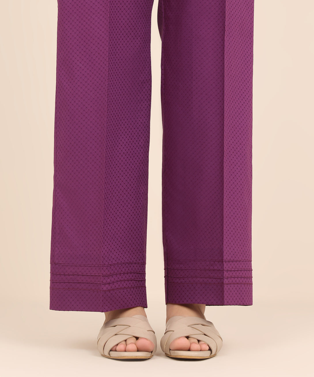 Women's RTW Dobby Purple Solid Straight Pants