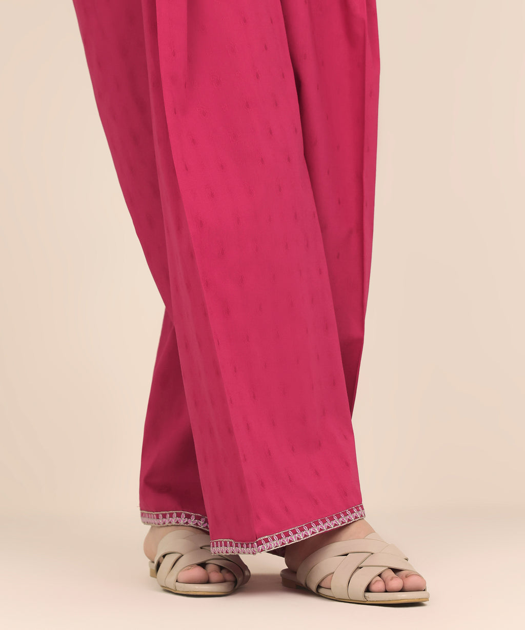Women's RTW Dobby Pink Embroidered Farshi Shalwar