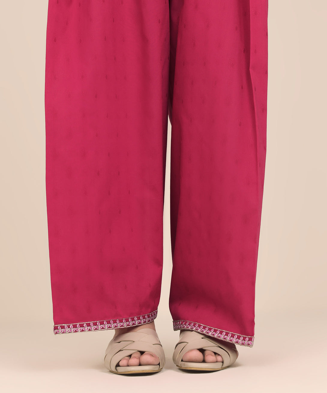 Women's RTW Dobby Pink Embroidered Farshi Shalwar