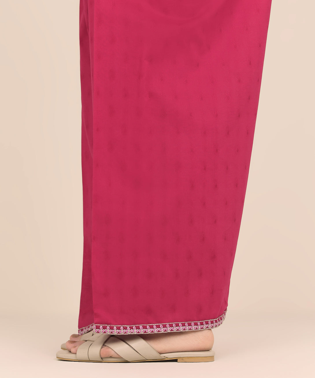 Women's RTW Dobby Pink Embroidered Farshi Shalwar